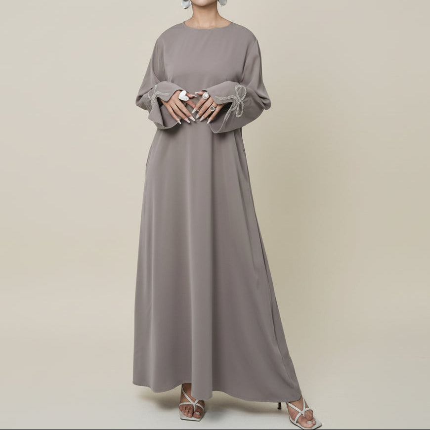 Yara Nida Bow-Sleeve Abaya Maxi Dress