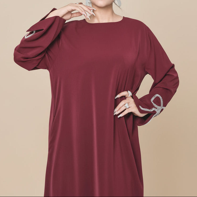 Yara Nida Bow-Sleeve Abaya Maxi Dress