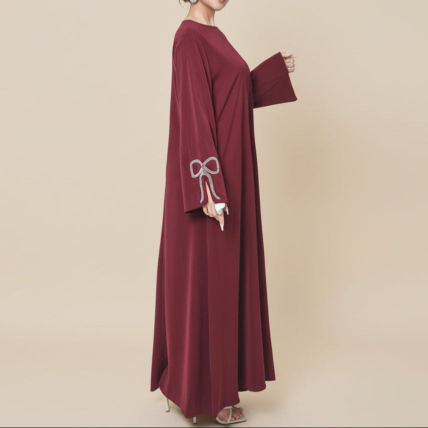 Yara Nida Bow-Sleeve Abaya Maxi Dress