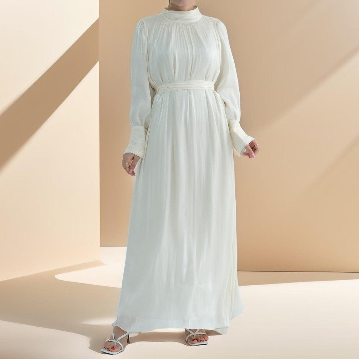 Yasmin Luster Maxi Long Evening Dress - Try Modest Limited