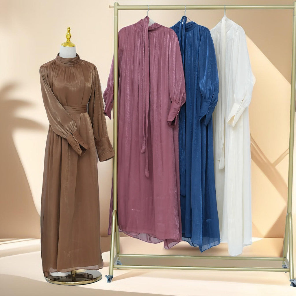 Yasmin Luster Maxi Long Evening Dress - Try Modest Limited