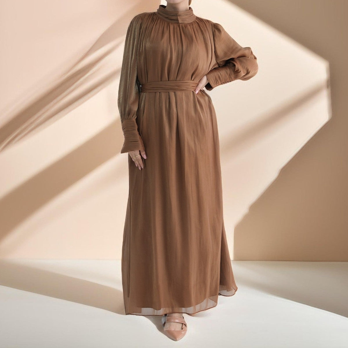 Yasmin Luster Maxi Long Evening Dress - Try Modest Limited