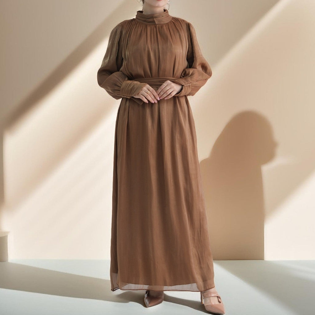 Yasmin Luster Maxi Long Evening Dress - Try Modest Limited