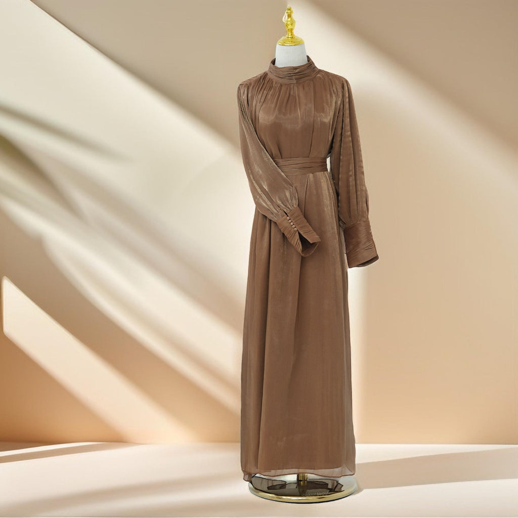 Yasmin Luster Maxi Long Evening Dress - Try Modest Limited