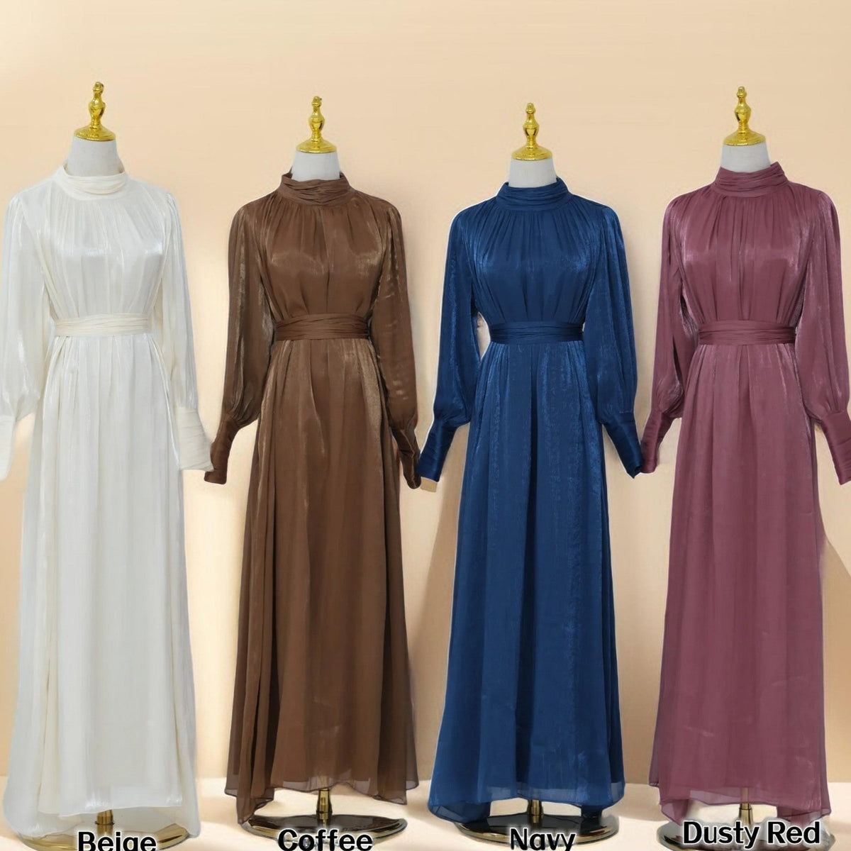 Yasmin Luster Maxi Long Evening Dress - Try Modest Limited