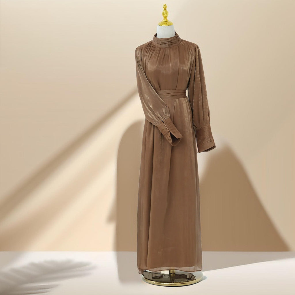 Yasmin Luster Maxi Long Evening Dress - Try Modest Limited