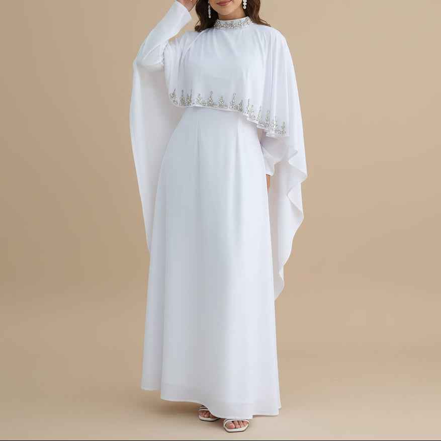 Zafiya Beaded Cape Modest Maxi Dress