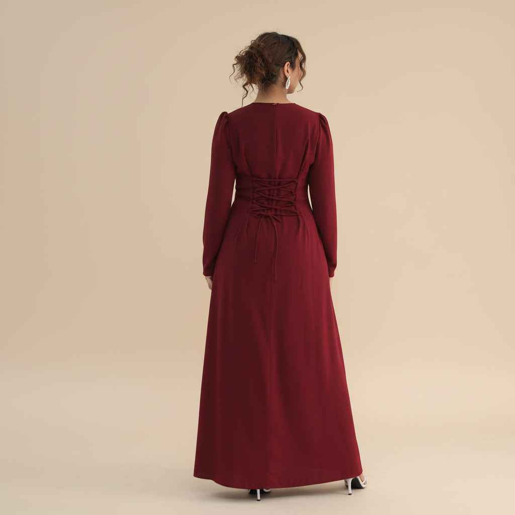 Zafiya Beaded Cape Modest Maxi Dress