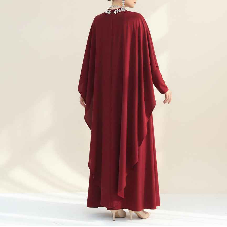 Zafiya Beaded Cape Modest Maxi Dress