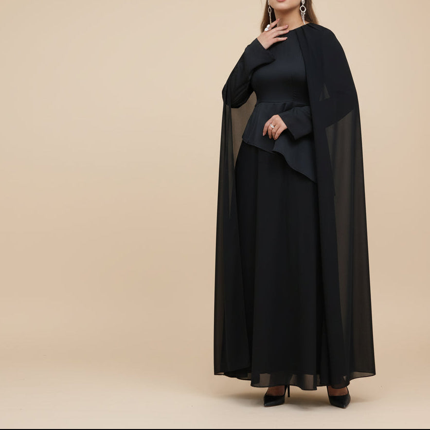 Zareen Modest Chiffon Cape Maxi Dress - Try Modest Limited 