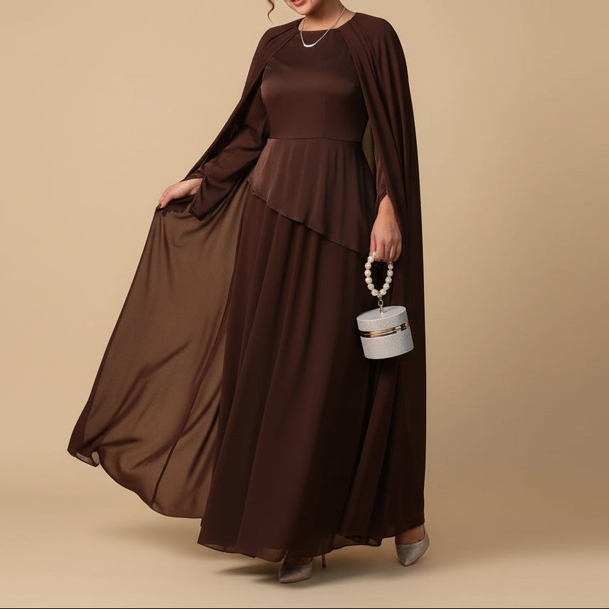 Zareen Modest Chiffon Cape Maxi Dress - Try Modest Limited 