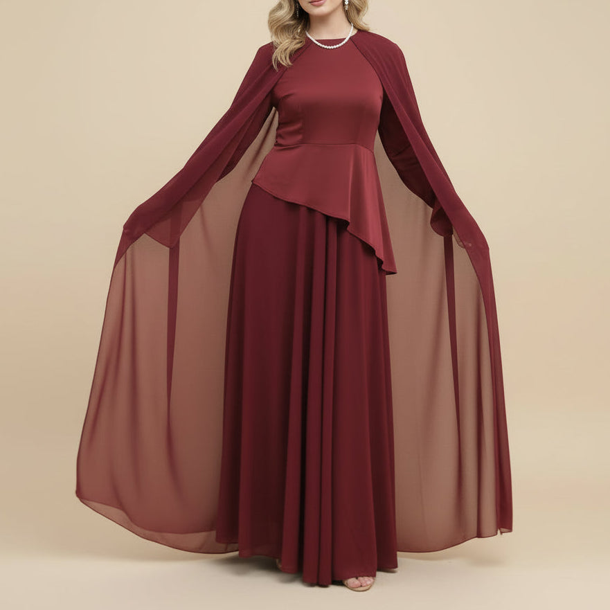 Zareen Modest Chiffon Cape Maxi Dress