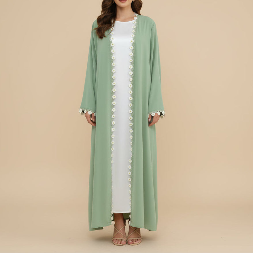 Zaylina Mint Green Nida Abaya & Hijab Set - Try Modest Limited 