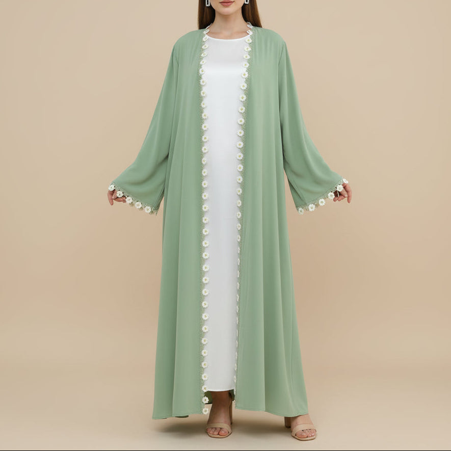 Zaylina Mint Green Nida Abaya & Hijab Set - Try Modest Limited 