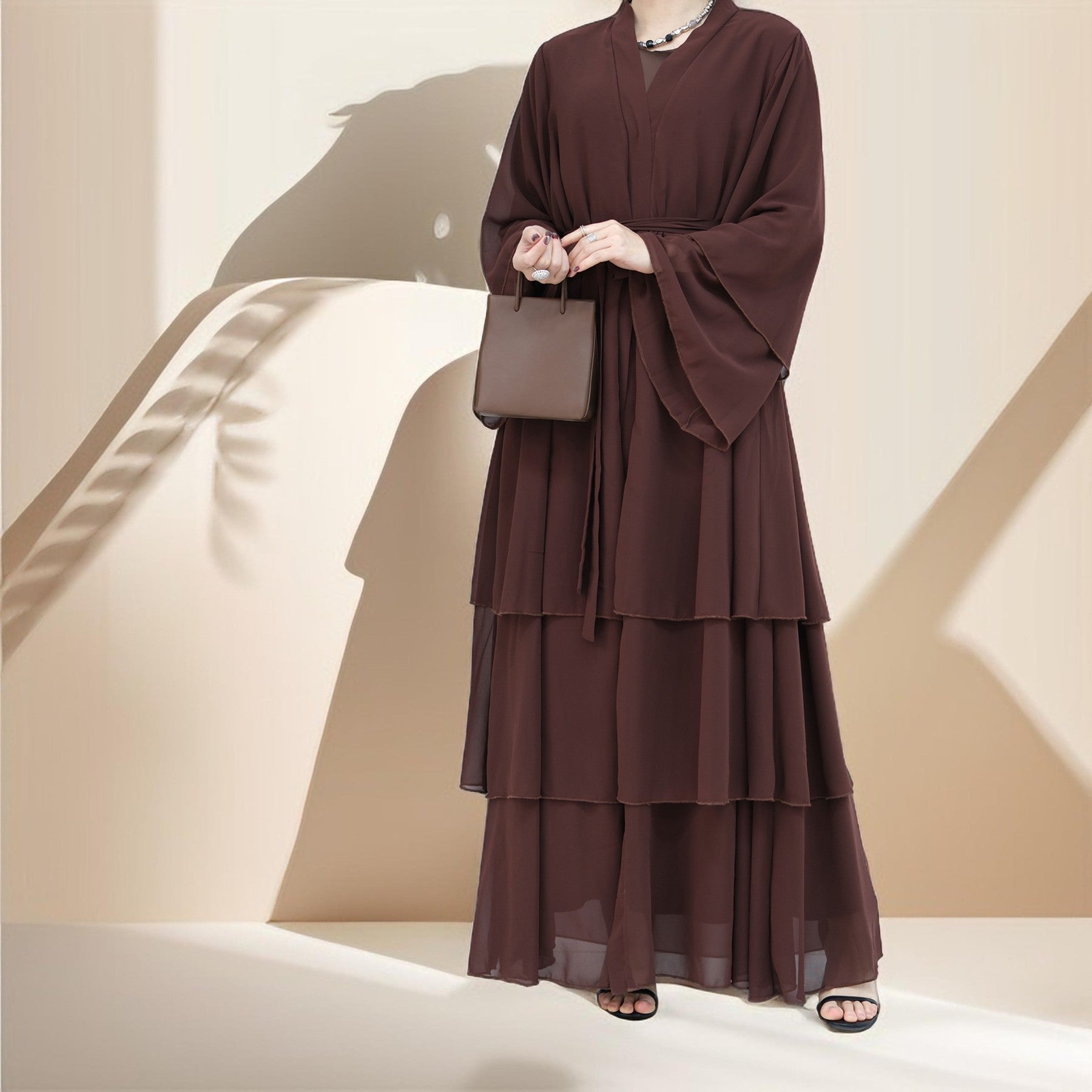 Zayna Three-Layer Chiffon Abaya - Try Modest Limited 