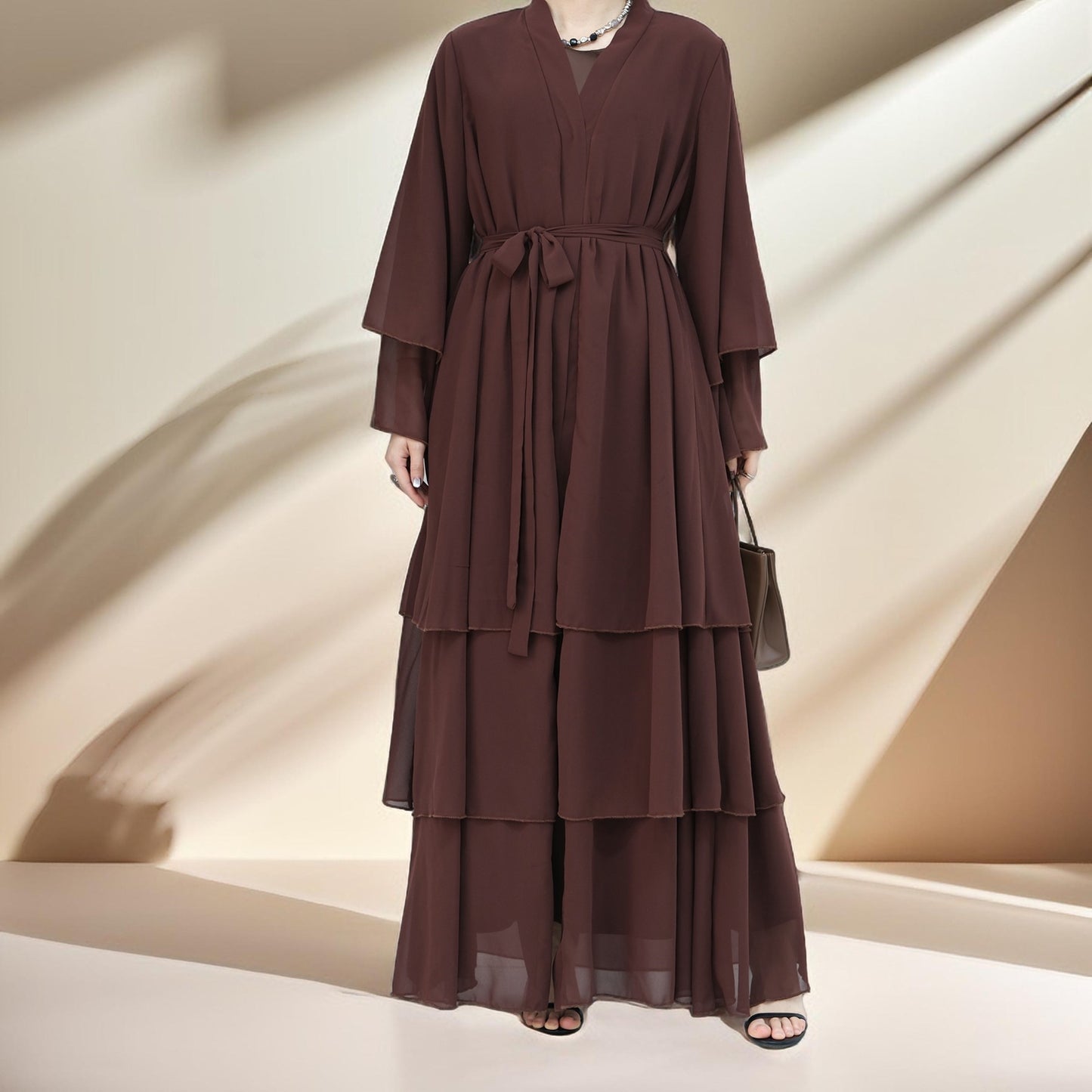 Zayna Three-Layer Chiffon Abaya - Try Modest Limited 