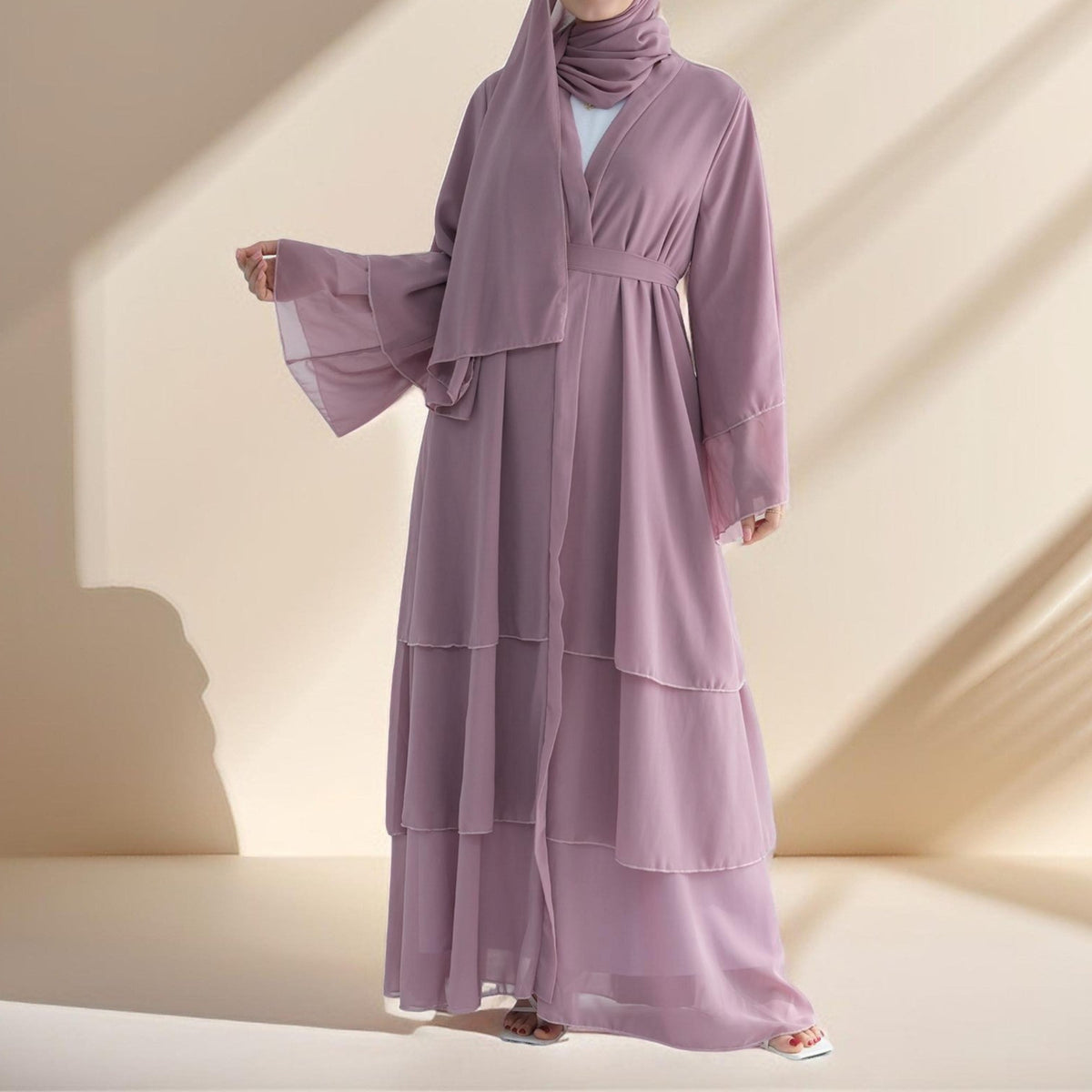 Zayna Three-Layer Chiffon Abaya - Try Modest Limited
