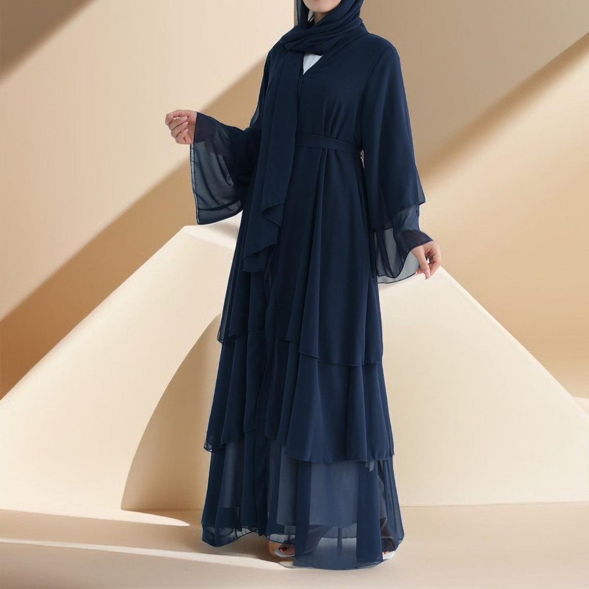 Zayna Three-Layer Chiffon Abaya - Try Modest Limited