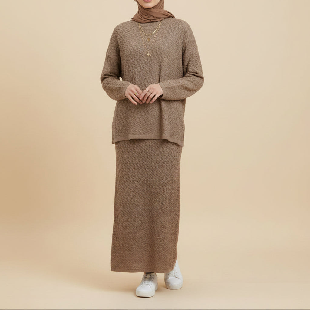 Zoya Strick-Maxi-Set mit Struktur, zweiteilig