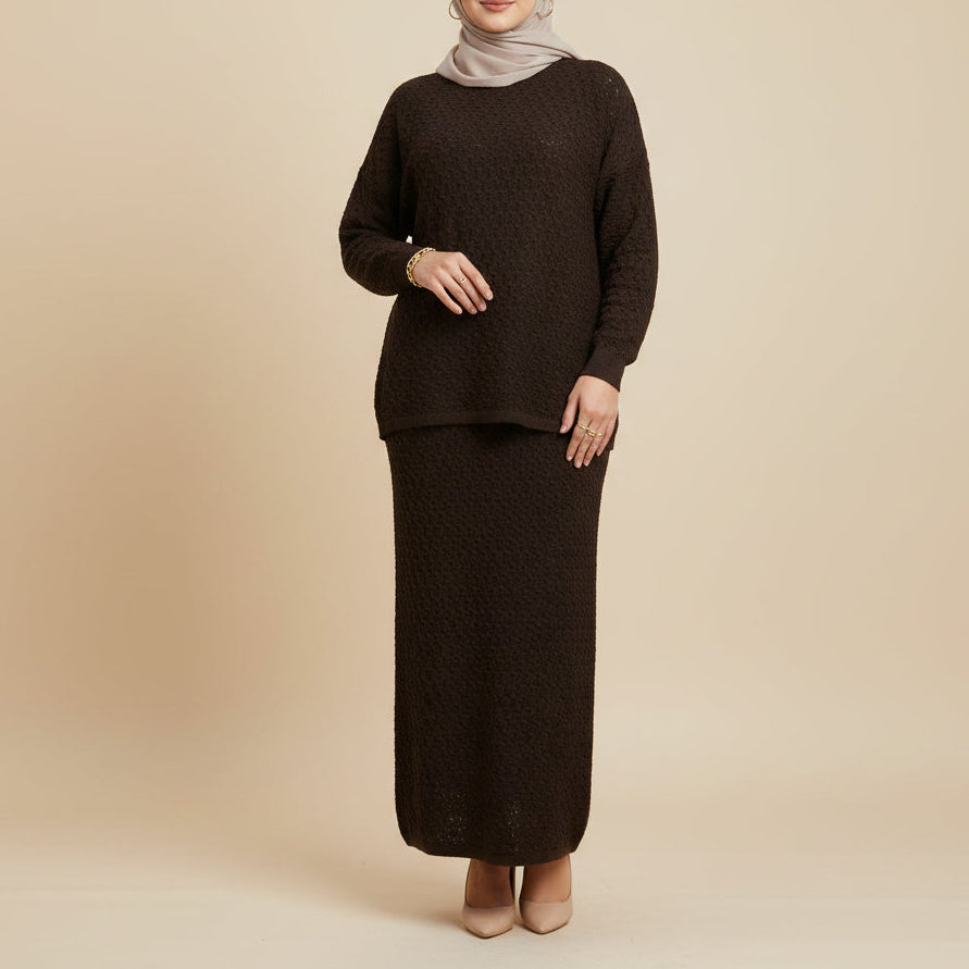 Zoya Strick-Maxi-Set mit Struktur, zweiteilig
