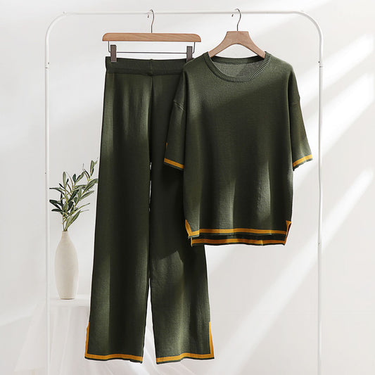 Classic Style Ice Silk Knitting Suit Two-piece Set