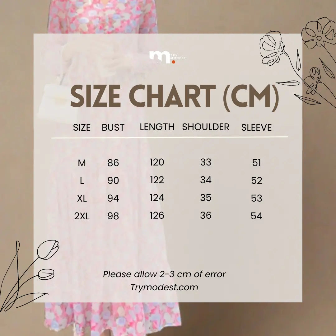 Pakaian maxi chiffon Blossom-Pink Wanita Simple Terbaik