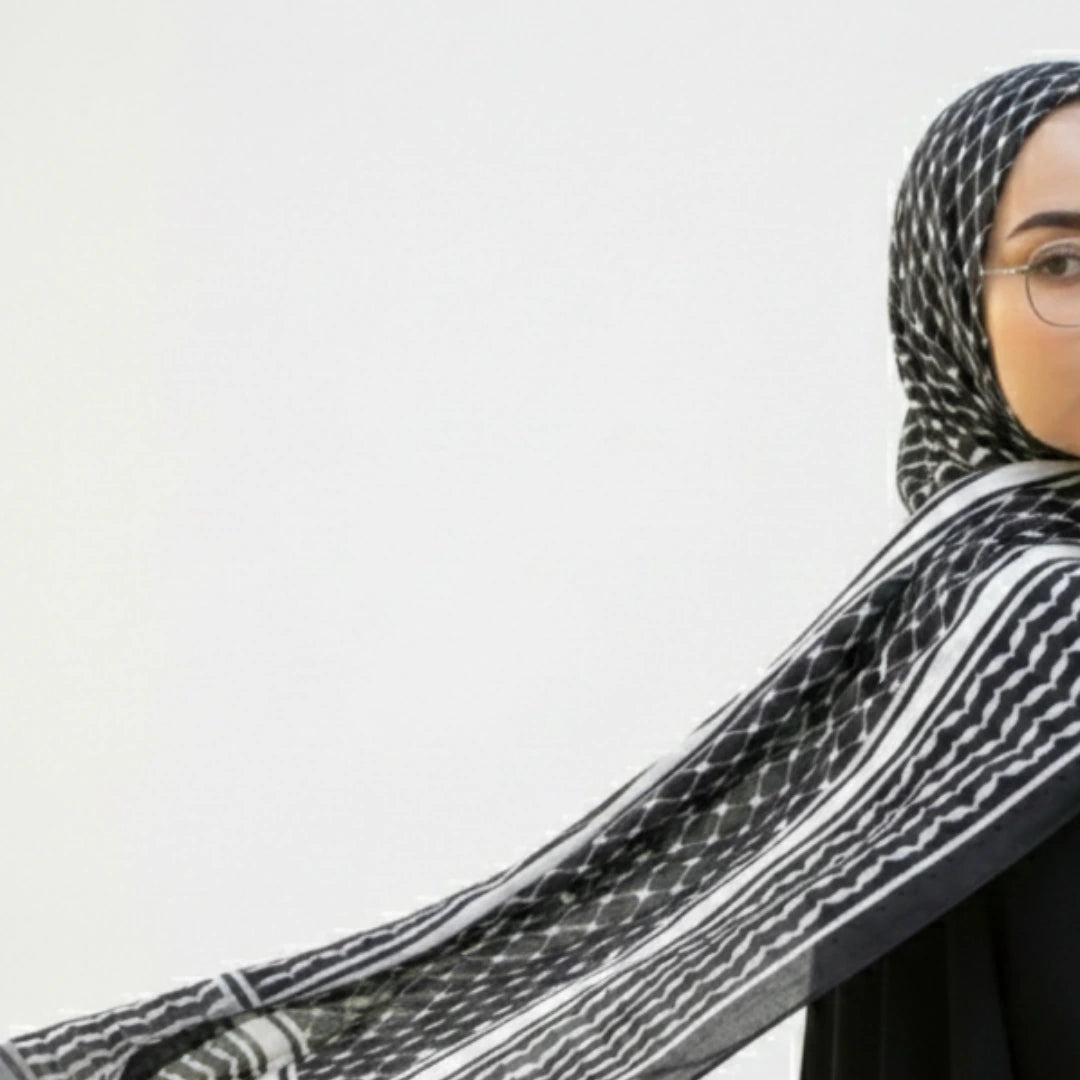 Klasik Siyah Keffiyeh Modal Baskılı Başörtüsü