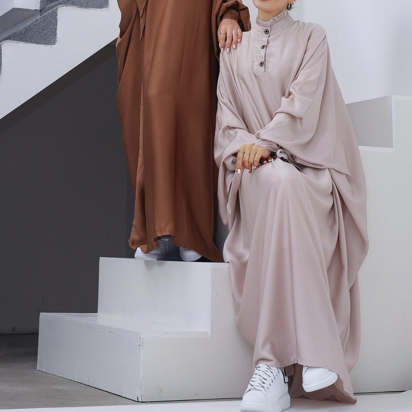 Folk batwing abaya with bow sleeves - Try Modest Limited 