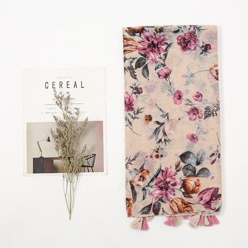 Fresh Floral Tassel Scarfs - Try Modest Limited 