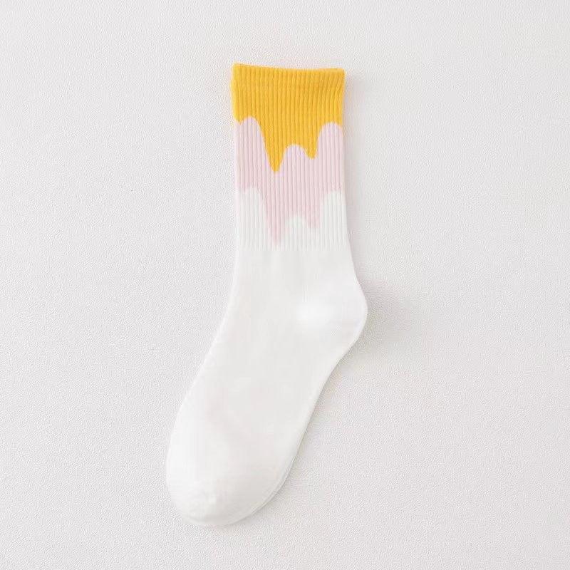 Ice Cream Color Matching Mid-tube warm Socks - Try Modest Limited 