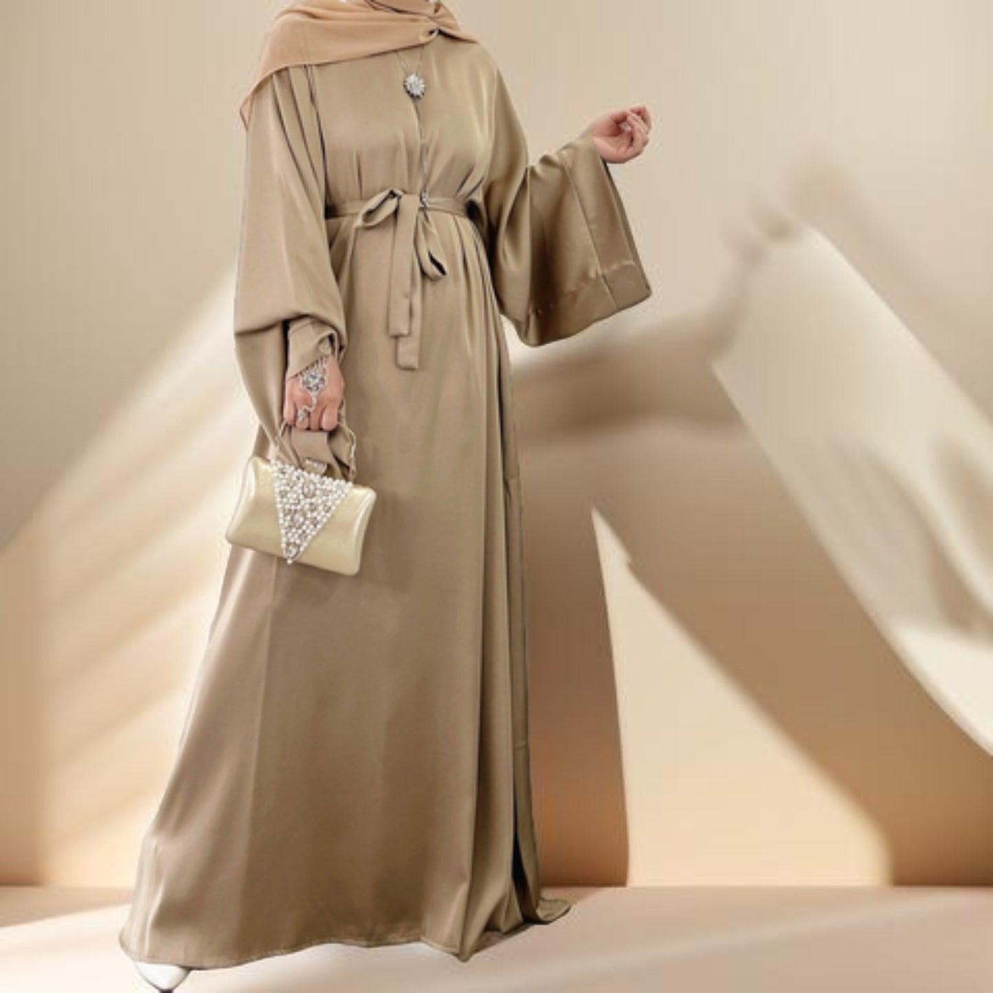 Lightweight plain abaya with long sleeves - Try Modest Limited 