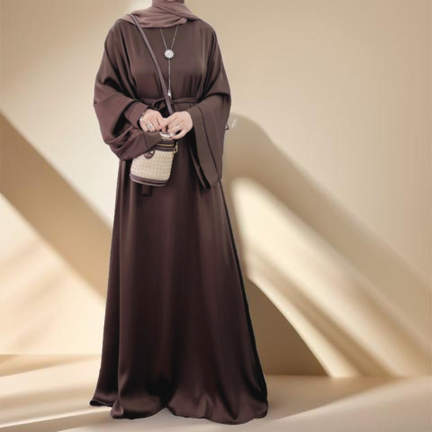 Lightweight plain abaya with long sleeves - Try Modest Limited 
