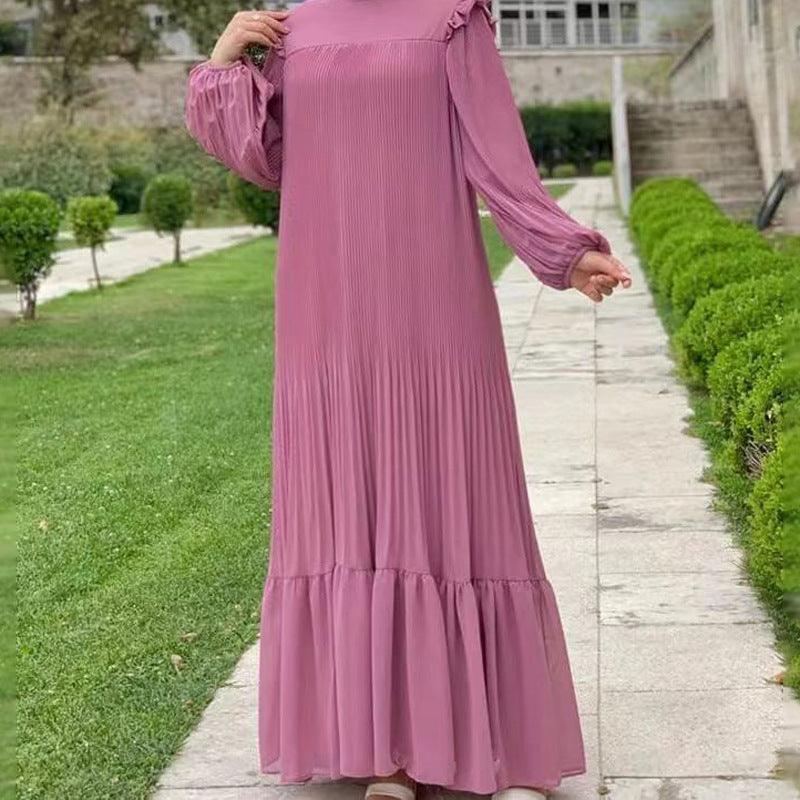 Pleated Turtleneck Dress - Try Modest Limited 