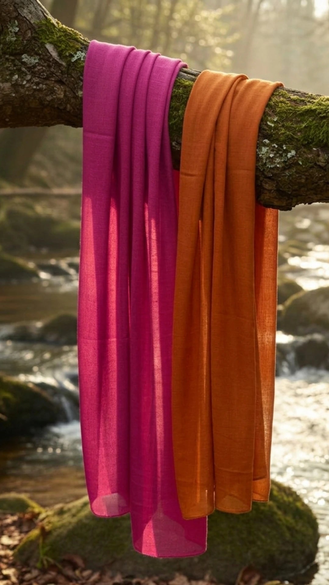 Premium modal hijab in a natural outdoor setting, showcasing lightweight breathable fabric for summer comfort.
