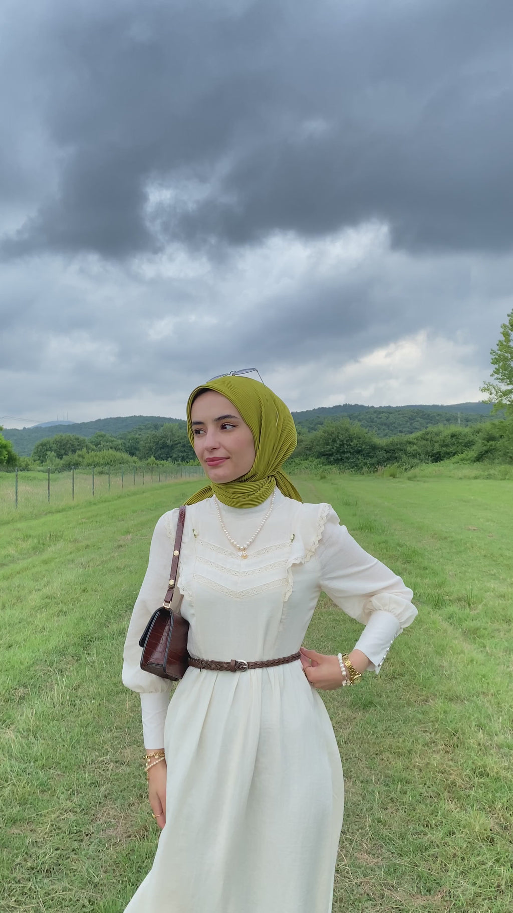 Retro långärmad klänning