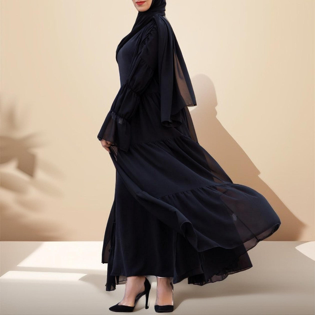 Ruffles abaya throw over - Try Modest Limited 