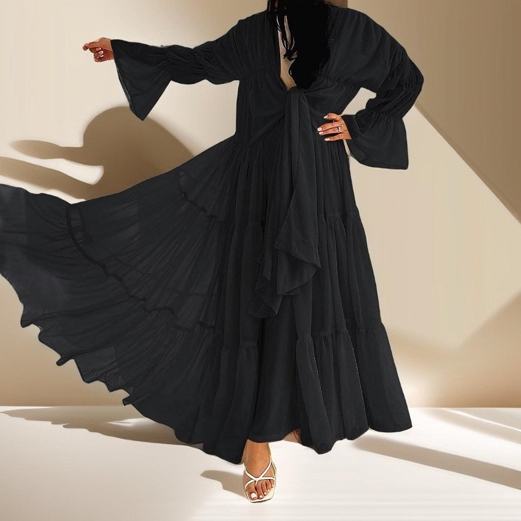 Ruffles abaya throw over - Try Modest Limited 