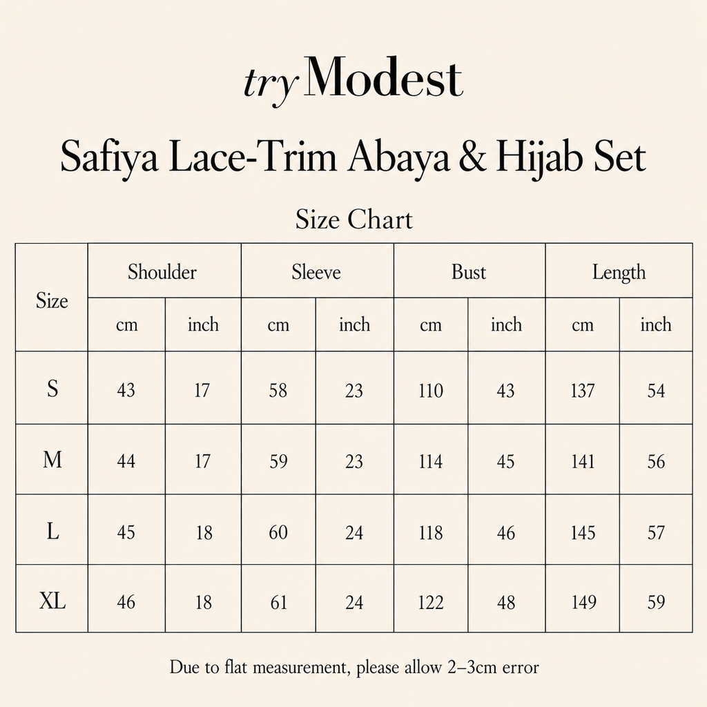 Safiya abaya en hijab-set met kanten afwerking