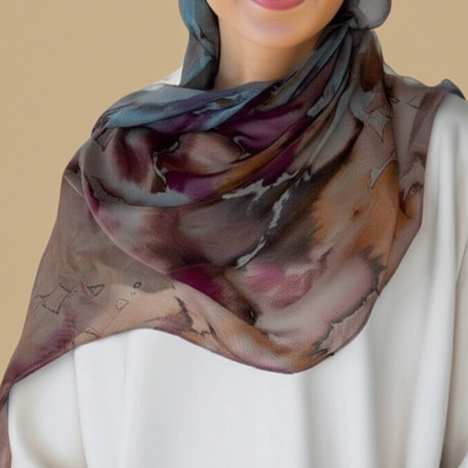 Watercolor Floral Printed Modal Hijab - Try Modest Limited