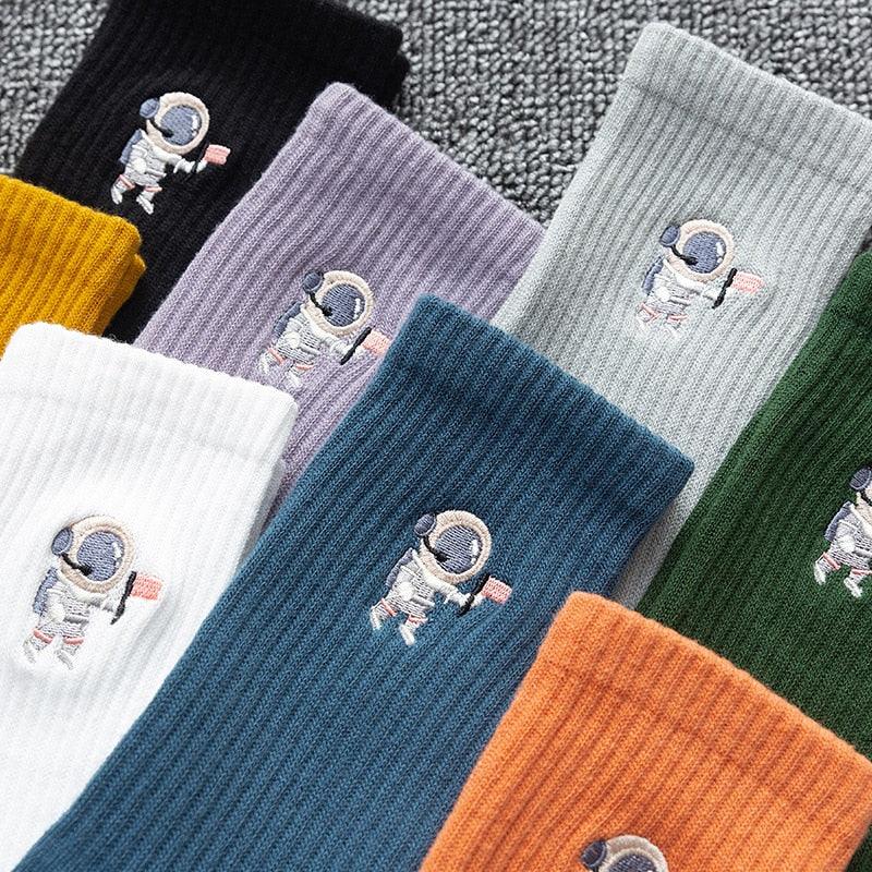 Winter Embroidered Astronaut Medium Tube Socks - Try Modest Limited 