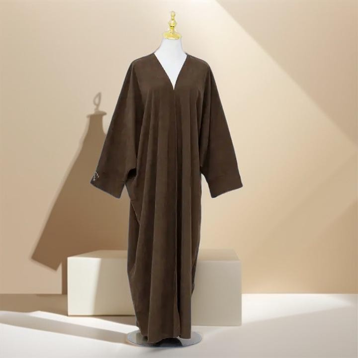 Open Front Corduroy Throw Over Abaya - Try Modest Limited 