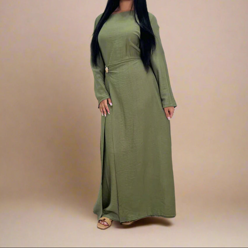 Ayla Elegant Crossover A-line Dress - Try Modest Limited