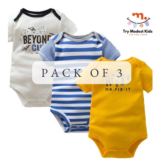 3PCS/Pack Soft Cotton Baby Bodysuit - Try Modest Limited 