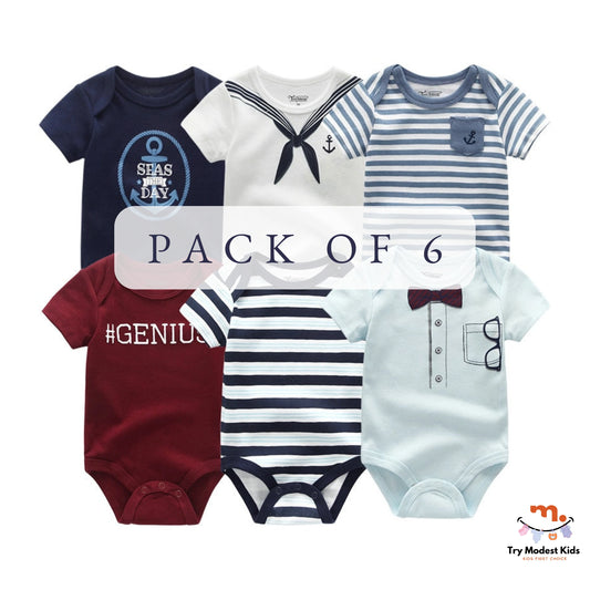 6PCS/Set Unisex Newborn Baby Bodysuits - Try Modest Limited 