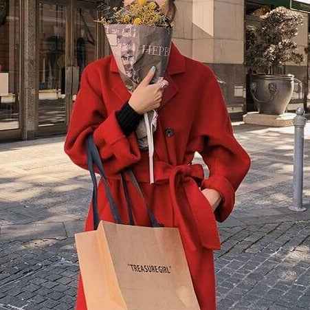Belt-style Long coat for women Suitable for the Autumn/Winter - Try Modest Limited