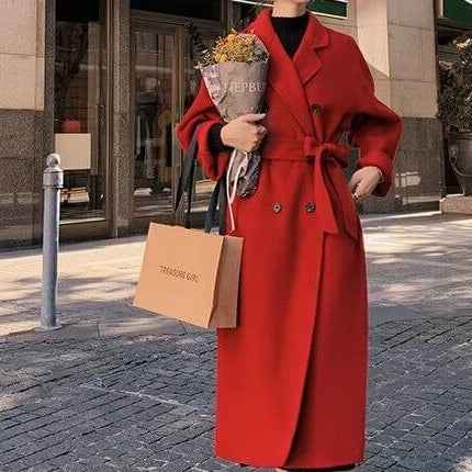 Belt-style Long coat for women Suitable for the Autumn/Winter - Try Modest Limited