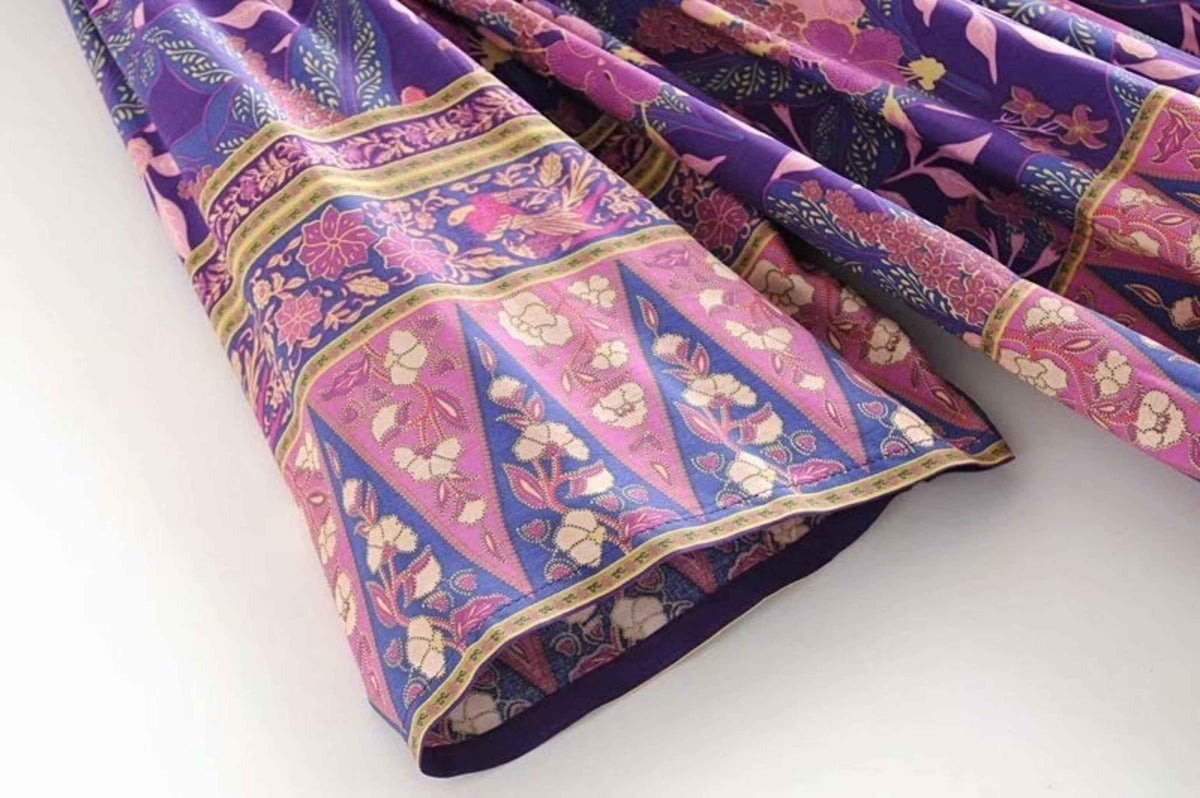 Best Casual Cute Purple flowers long Maxi dress - Try Modest Limited