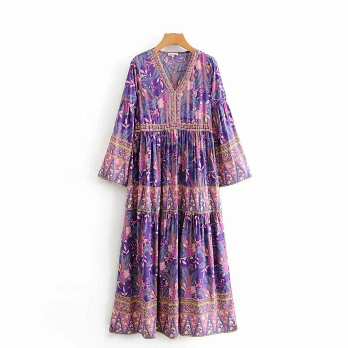 Best Casual Cute Purple flowers long Maxi dress - Try Modest Limited