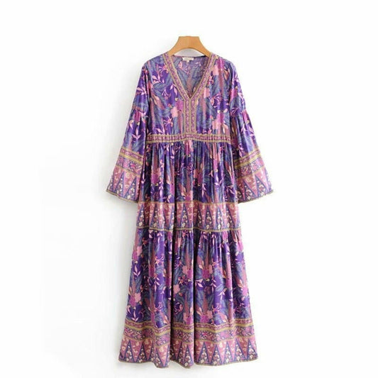 Purple flowers-Maxi dress Try Modest