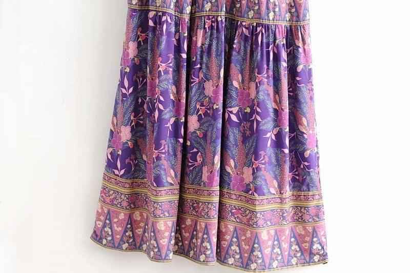 Best Casual Cute Purple flowers long Maxi dress - Try Modest Limited